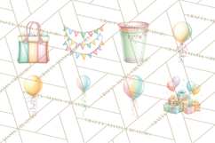 Pastel Birthday Clipart, Soft Party Decorations PNG, Festive Product Image 2