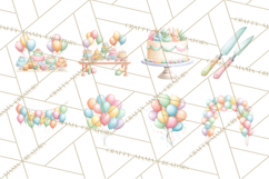 Pastel Birthday Clipart, Soft Party Decorations PNG, Festive Product Image 4