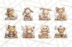 Easter Picnic Animal Clipart, Cute Spring Picnic PNG Product Image 3