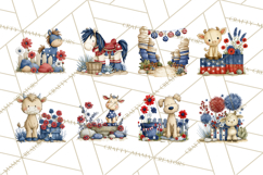 Patriotic Western Clipart, Whimsical Red White Blue Desert Product Image 5