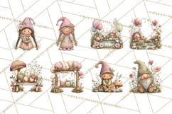 Fairy Gnome Forest Clipart PNG, Pastel Forest Gnomes Product Image 7