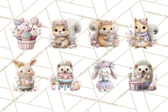 Easter Forest Animal Clipart, Cute Tea Party Woodland Png Product Image 3