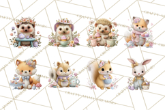 Easter Forest Animal Clipart, Cute Tea Party Woodland Png Product Image 8