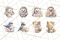 Easter Forest Animal Clipart, Cute Tea Party Woodland Png Product Image 5