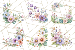 Spring Floral Frames and Borders PNG, Pastel Flower Clipart Product Image 7