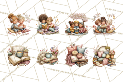Spring Reading Clipart, Cozy Book Lovers PNG Product Image 7