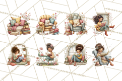 Spring Reading Clipart, Cozy Book Lovers PNG Product Image 3