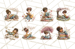 Spring Reading Clipart, Cozy Book Lovers PNG Product Image 5