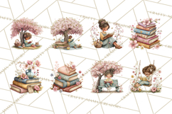 Spring Reading Clipart, Cozy Book Lovers PNG Product Image 6
