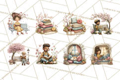 Spring Reading Clipart, Cozy Book Lovers PNG Product Image 4