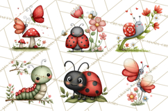Happy Bug Friends Clipart, Ladybugs, Bees, Butterflies Png Product Image 4