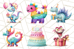 Dinosaur Birthday Clipart PNG, Watercolor Dino Birthday Product Image 9