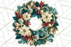 Christmas Wreath Clipart PNG, Elegant Holiday Wreaths Product Image 2
