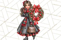 Dark Academia Christmas Clipart Royal Stewart Tartan PNG Product Image 3