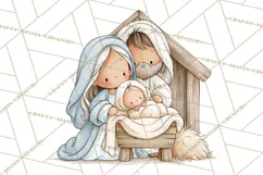 Christmas Nativity Clipart, Watercolor Nativity Scene PNG Product Image 2