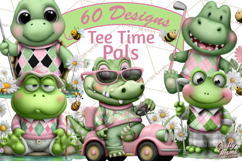 Golfing Frog Turtle Alligator Argyle Clipart PNG Product Image 1