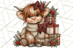 Boutique Christmas Highland Cows PNG Product Image 2