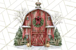 Winter Barn Christmas Clipart PNG, Farmhouse Christmas Product Image 2