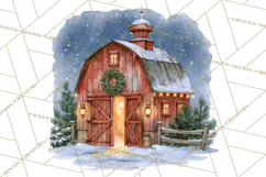 Winter Barn Christmas Clipart PNG, Farmhouse Christmas Product Image 3