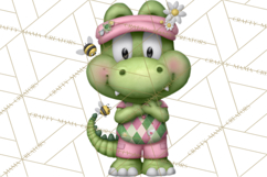 Golfing Frog Turtle Alligator Argyle Clipart PNG Product Image 2