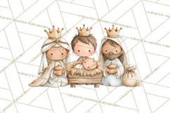 Christmas Nativity Clipart, Watercolor Nativity Scene PNG Product Image 3
