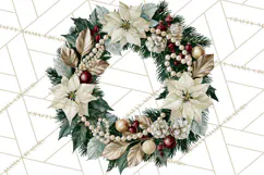 Christmas Wreath Clipart PNG, Elegant Holiday Wreaths Product Image 4