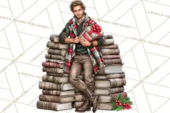 Dark Academia Christmas Clipart Royal Stewart Tartan PNG Product Image 4