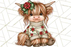 Boutique Christmas Highland Cows PNG Product Image 4