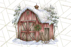 Winter Barn Christmas Clipart PNG, Farmhouse Christmas Product Image 4