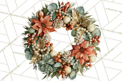 Christmas Wreath Clipart PNG, Elegant Holiday Wreaths Product Image 5