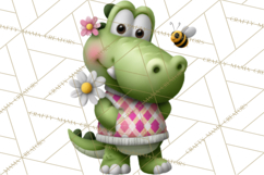 Golfing Frog Turtle Alligator Argyle Clipart PNG Product Image 4