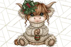 Boutique Christmas Highland Cows PNG Product Image 5