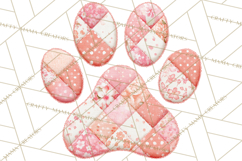 Cat Paw Prints Clipart PNG, Patchwork Kitty Paw Art Product Image 4