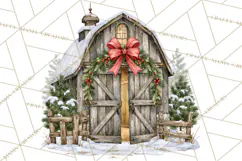 Winter Barn Christmas Clipart PNG, Farmhouse Christmas Product Image 2