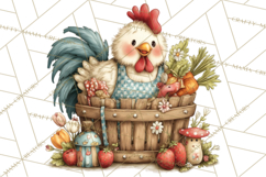 Spring Chickens Gardening Farm Clipart PNG, Chicks Clip Art Product Image 2