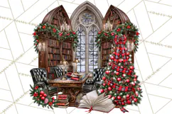 Dark Academia Christmas Clipart Royal Stewart Tartan PNG Product Image 3