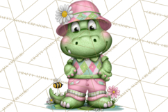Golfing Frog Turtle Alligator Argyle Clipart PNG Product Image 2