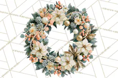 Christmas Wreath Clipart PNG, Elegant Holiday Wreaths Product Image 3