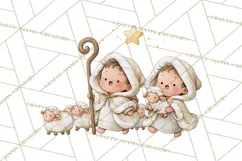 Christmas Nativity Clipart, Watercolor Nativity Scene PNG Product Image 3