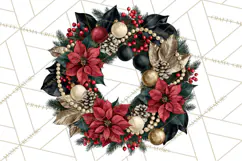Christmas Wreath Clipart PNG, Elegant Holiday Wreaths Product Image 4
