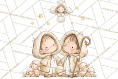 Christmas Nativity Clipart, Watercolor Nativity Scene PNG Product Image 4