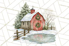 Winter Barn Christmas Clipart PNG, Farmhouse Christmas Product Image 4