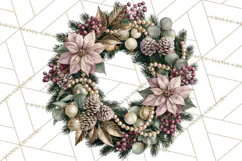 Christmas Wreath Clipart PNG, Elegant Holiday Wreaths Product Image 5