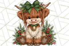 Boutique Christmas Highland Cows PNG Product Image 5