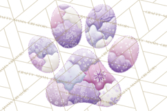Cat Paw Prints Clipart PNG, Patchwork Kitty Paw Art Product Image 4