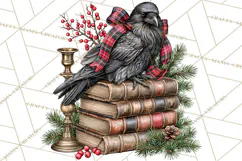 Dark Academia Christmas Clipart Royal Stewart Tartan PNG Product Image 5