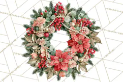 Christmas Wreath Clipart PNG, Elegant Holiday Wreaths Product Image 2