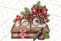 Dark Academia Christmas Clipart Royal Stewart Tartan PNG Product Image 2