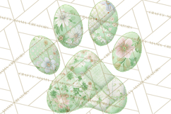 Cat Paw Prints Clipart PNG, Patchwork Kitty Paw Art Product Image 2
