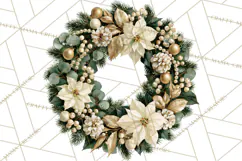 Christmas Wreath Clipart PNG, Elegant Holiday Wreaths Product Image 3